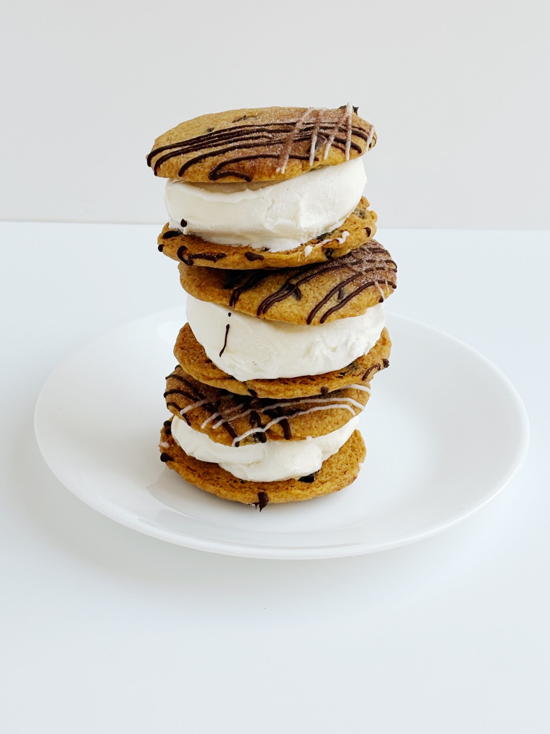 Pumpkin Chocolate Chip "Double Drizzle" Ice Cream Sandwich